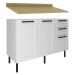 Balcão Com Tampo 120 cm MDF 2P 3G Branco Carvalho Tecno Mobili