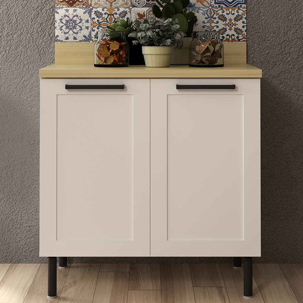 Balcão Com Tampo 80 cm 2 Portas MDF Branco Tecno Mobili