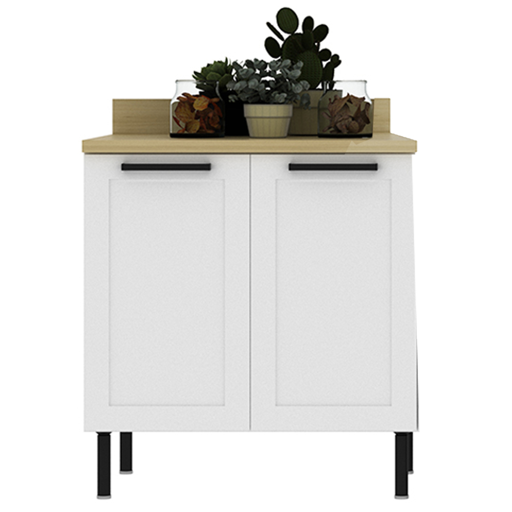Balcão Com Tampo 80 cm 2 Portas MDF Branco Tecno Mobili