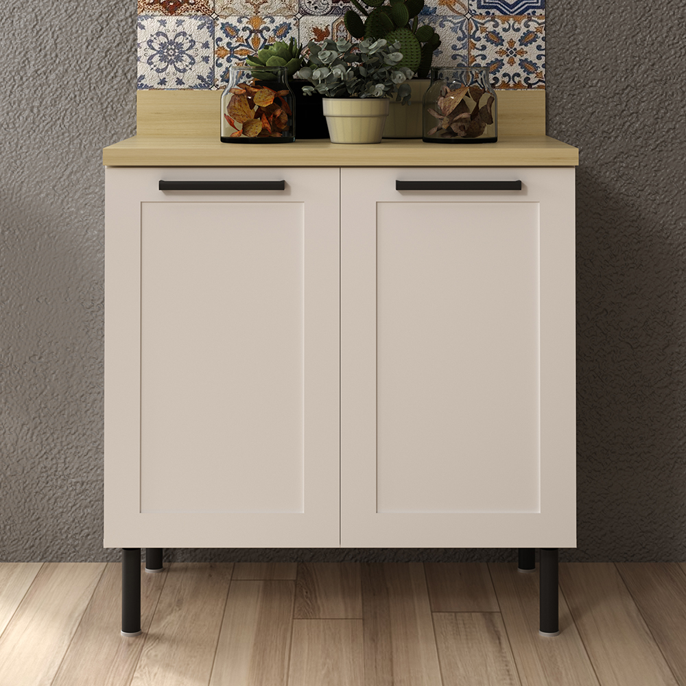 Balcão Com Tampo 80 cm 2 Portas MDF Branco Tecno Mobili