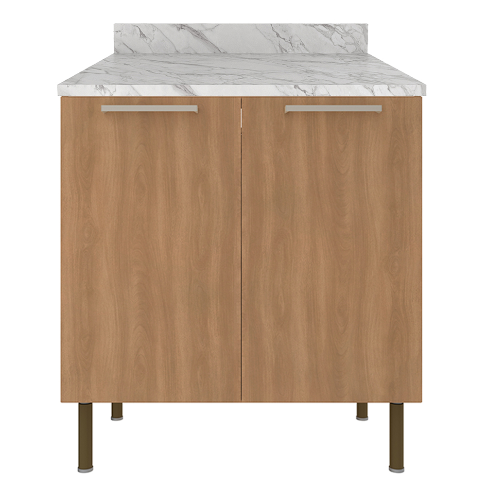 Balcão Com Tampo 80 cm 2P MDP Marmore Branco Freijo Tecno Mobili