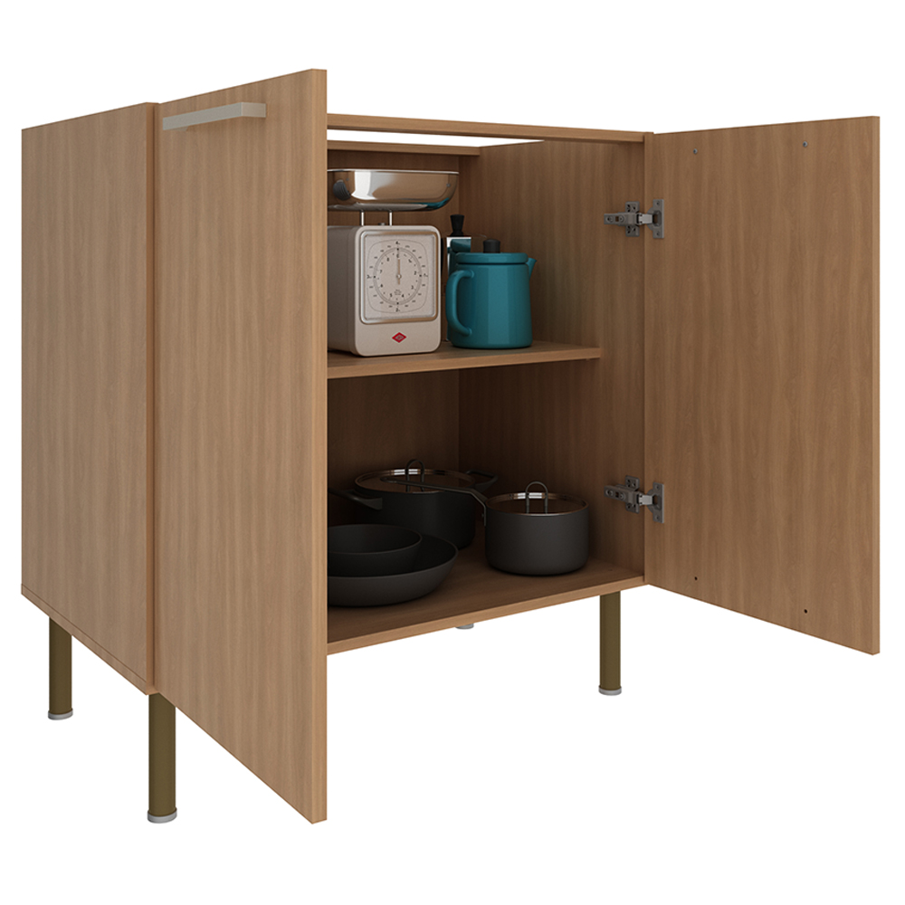 Balcão Com Tampo 80 cm 2P MDP Marmore Branco Freijo Tecno Mobili