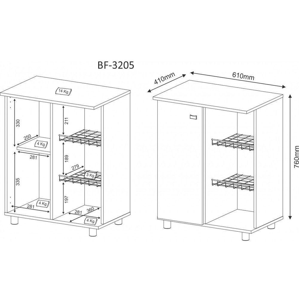Balcão Fruteira 01 Porta BF3205 Branco - Tecno Mobili