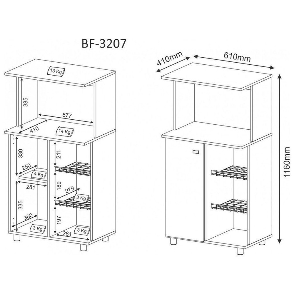 Balcão Fruteira 01 Porta BF3207 Branco - Tecno Mobili
