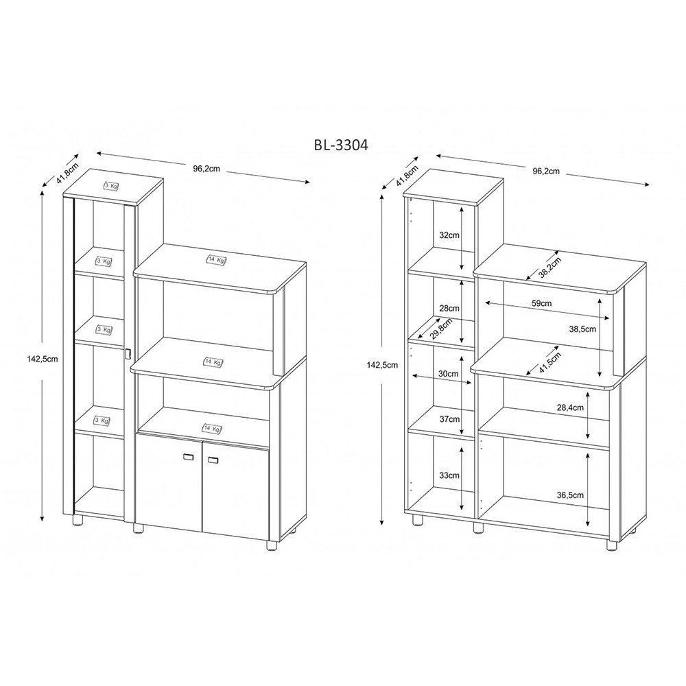 Balcão Multiuso 03 Portas BL3304 Branco - Tecno Mobili
