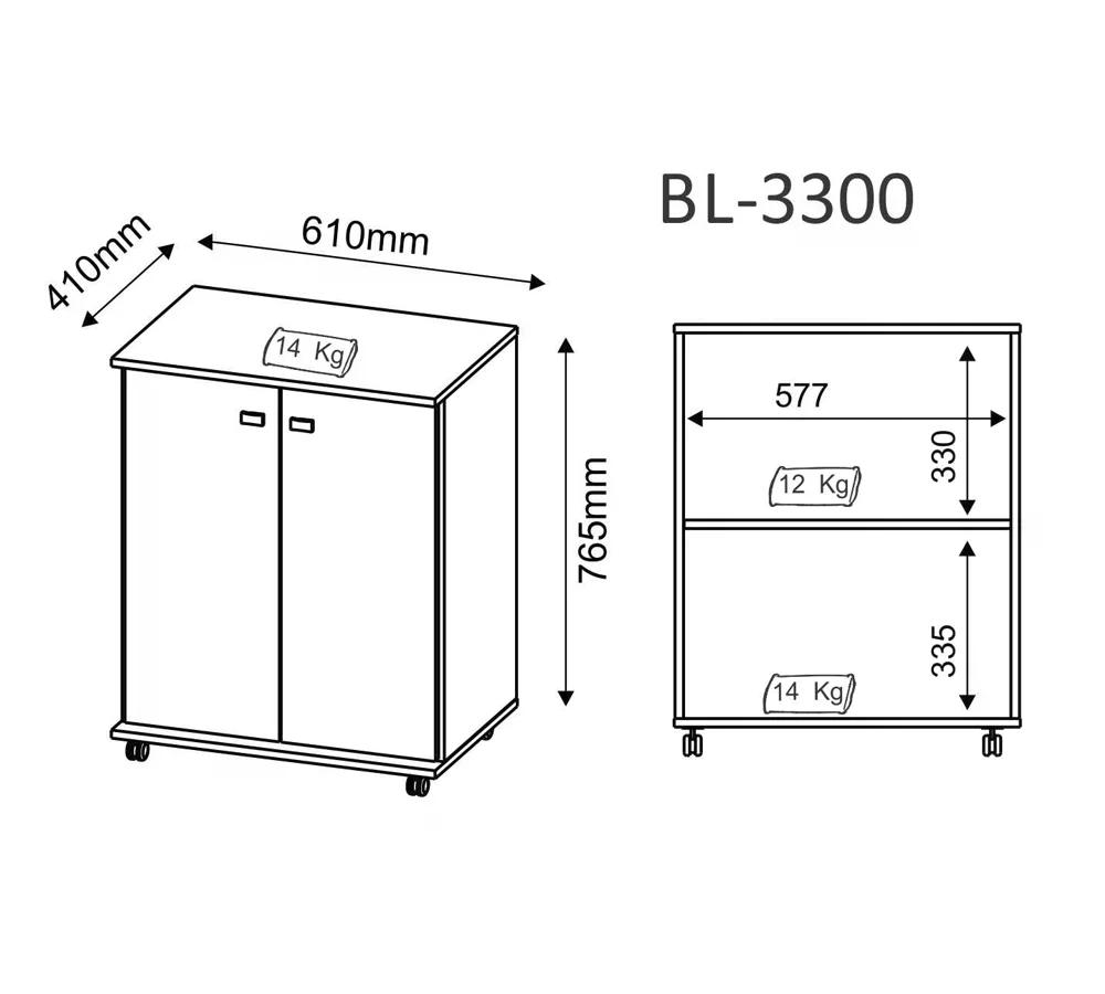 Balcão Multiuso 2 Portas BL3300 Branco Tecno Mobili