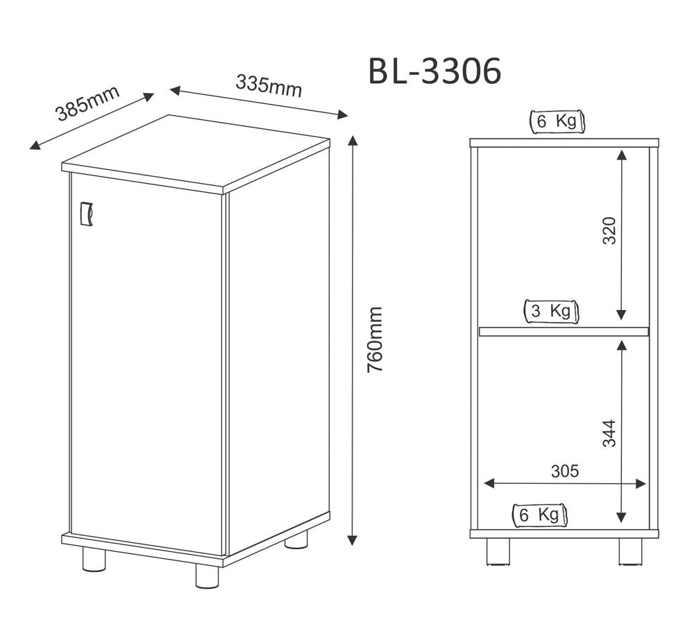 Balcão Para Bebedouro 01 Porta BL3306 Branco Tecno Mobili