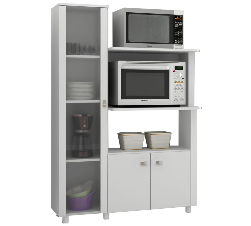Balcão Para Forno E Microondas 03 Portas BL3304 Branco Tecno Mobili