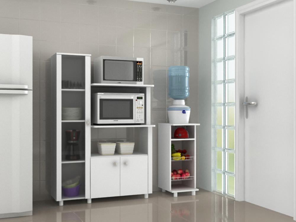 Balcão Para Forno E Microondas 03 Portas BL3304 Branco Tecno Mobili