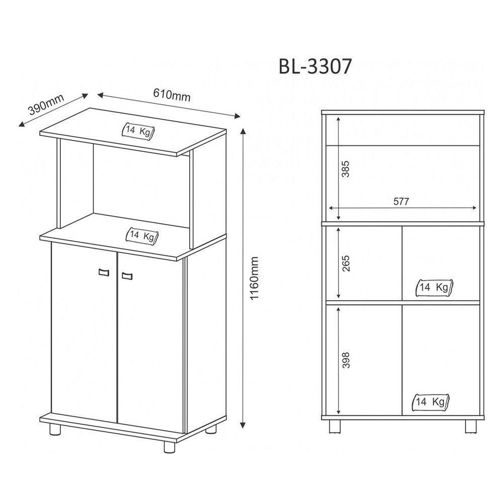 Balcão com 02 Portas BL3307 Branco - Tecno Mobili