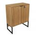 Balcao 02 Portas Com Chave Pes Tubular ME4154 Amendoa Preto Tecno Mobili