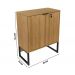 Balcao 02 Portas Com Chave Pes Tubular ME4154 Amendoa Preto Tecno Mobili