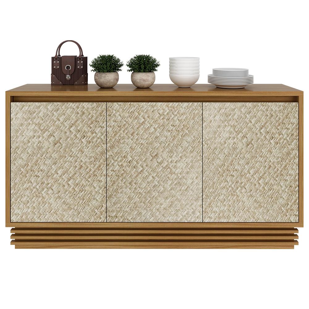 Balcao Buffet 03 Portas 160cm BB2611 Natural Palha Tecno Mobili