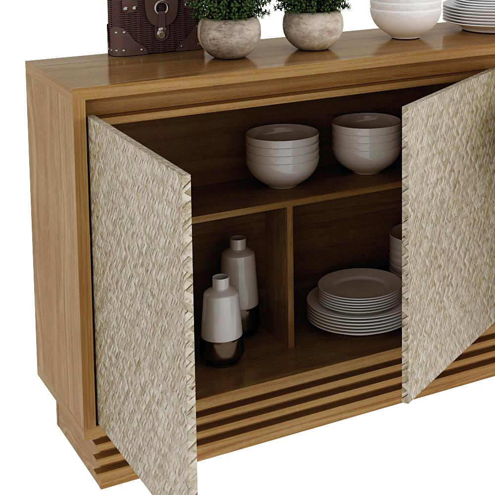 Balcao Buffet 03 Portas 160cm BB2611 Natural Palha Tecno Mobili