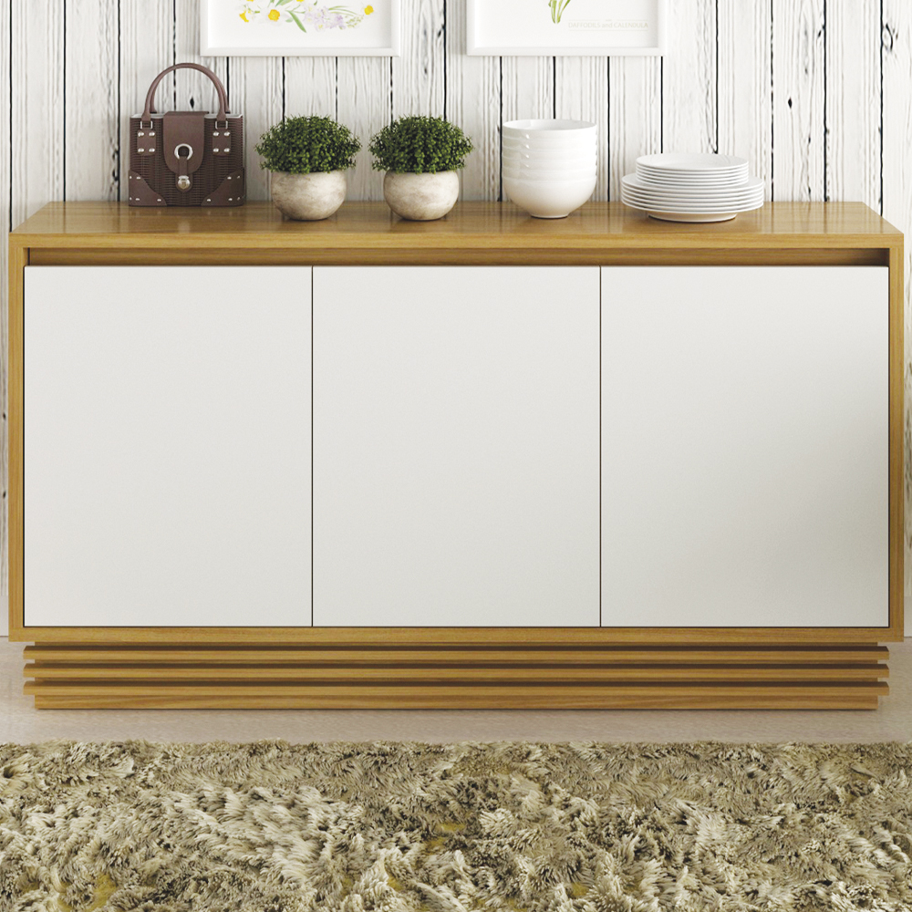 Balcao Buffet 3 Portas 160 cm BB2610 Natural Off White Tecno Mobili