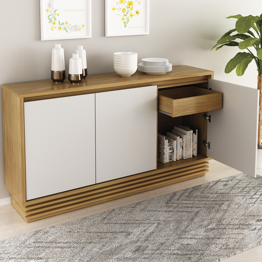 Balcao Buffet 3 Portas 160 cm BB2610 Natural Off White Tecno Mobili