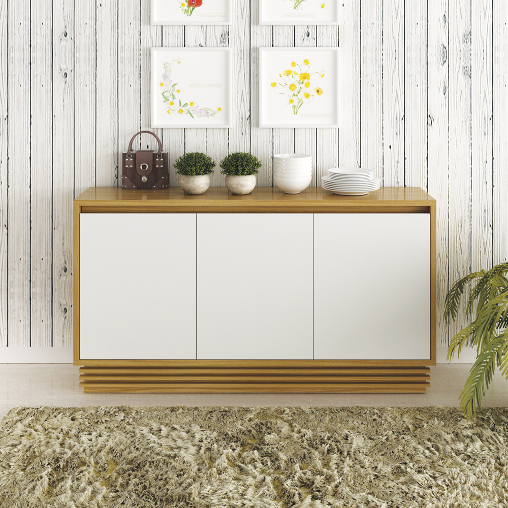 Balcao Buffet 3 Portas 160 cm BB2610 Natural Off White Tecno Mobili