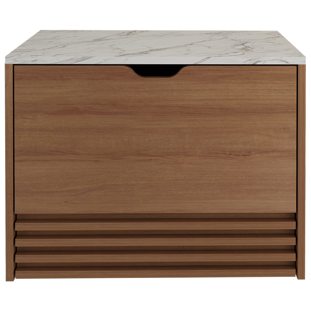 Balcao Gabinete 1 Gaveta Ripada BN3613 Amendoa Marmore Branco Tecno Mobili