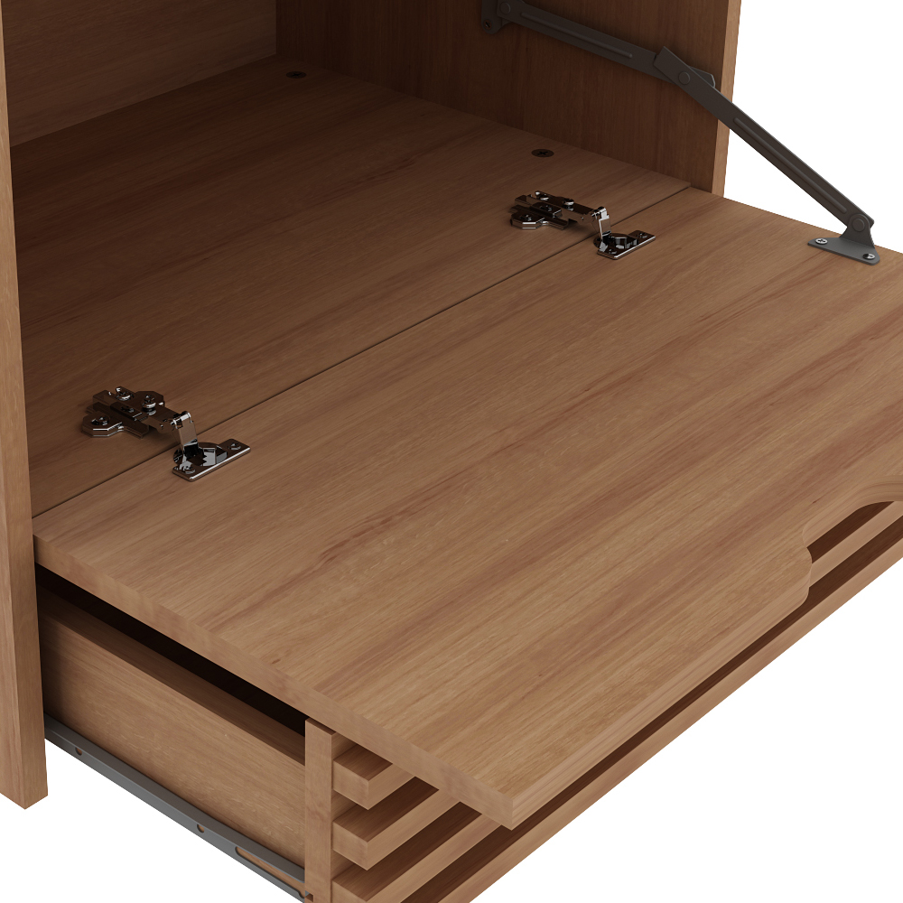 Balcao Gabinete 1 Gaveta Ripada BN3613 Amendoa Marmore Lunar Tecno Mobili