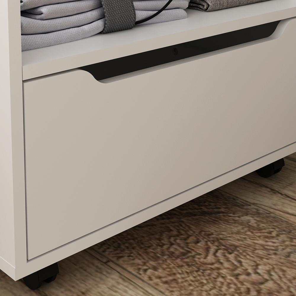 Balcao Gabinete 60 cm 1 Gaveta e 4 Rodizios BN3647 Branco Tecno Mobili