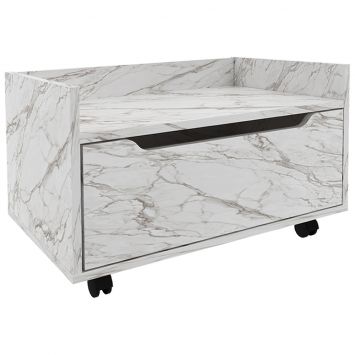 Balcão Gabinete 60cm Com Gaveta E Rodízios - Amêndoa/Branco Tecnomobili - Sem Cuba