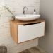Balcao Gabinete 60 cm 1 Porta Basculante BN3646 Amendoa Branco Tecno Mobili