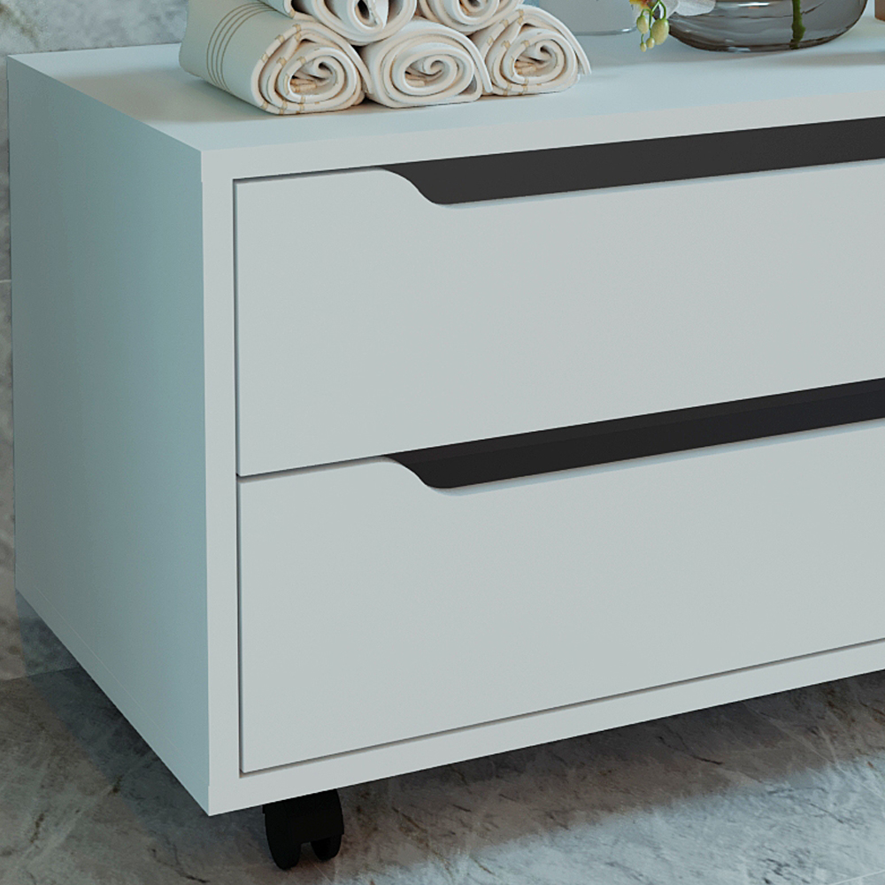 Balcao Gabinete Com 2 Gavetas e 4 Rodizios BN3643 Branco Tecno Mobili