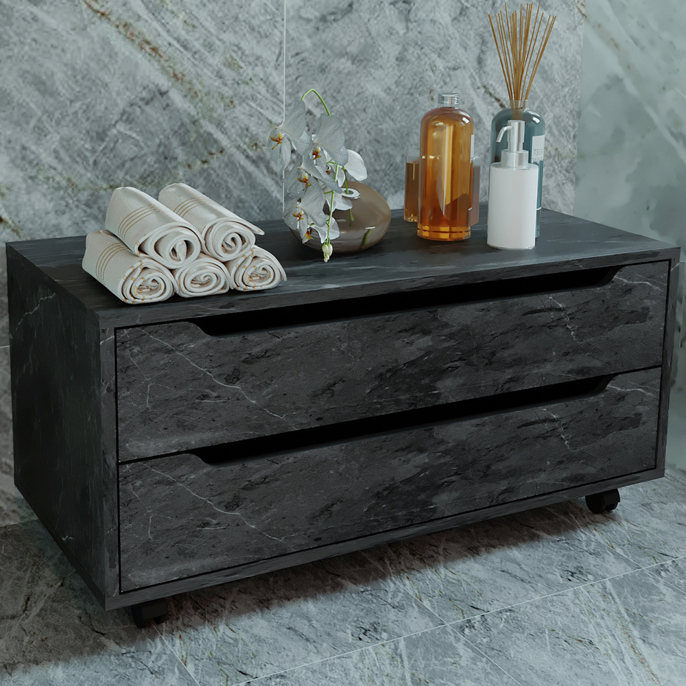 Balcao Gabinete Com 2 Gavetas e 4 Rodizios BN3643 Marmore Lunar Tecno Mobili