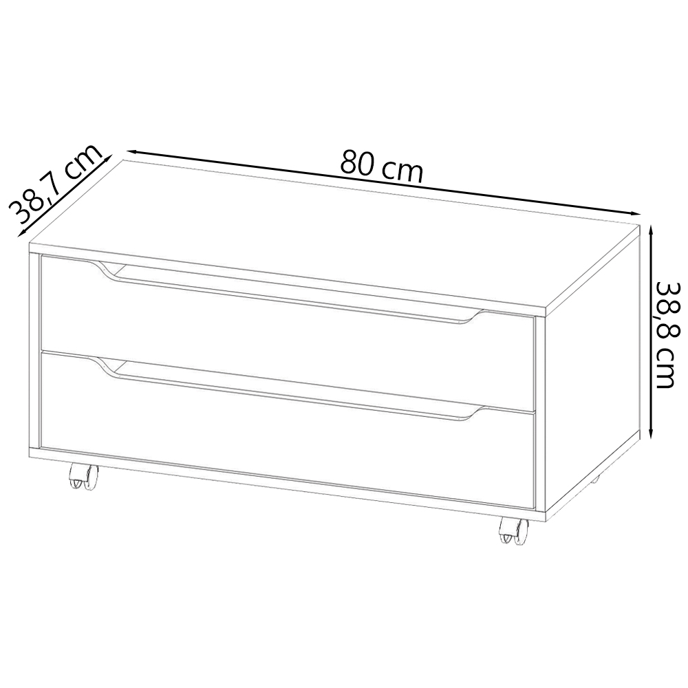 Balcao Gabinete Com 2 Gavetas e 4 Rodizios BN3643 Marmore Lunar Tecno Mobili