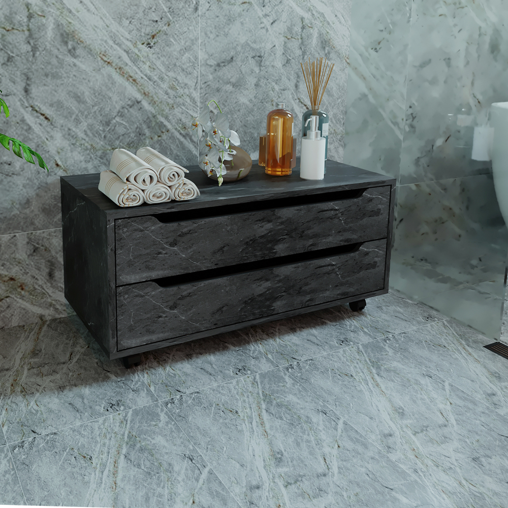 Balcao Gabinete Com 2 Gavetas e 4 Rodizios BN3643 Marmore Lunar Tecno Mobili