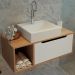 Balcao Gabinete Para Banheiro 1 Porta BN3644 Amendoa Branco Tecno Mobili