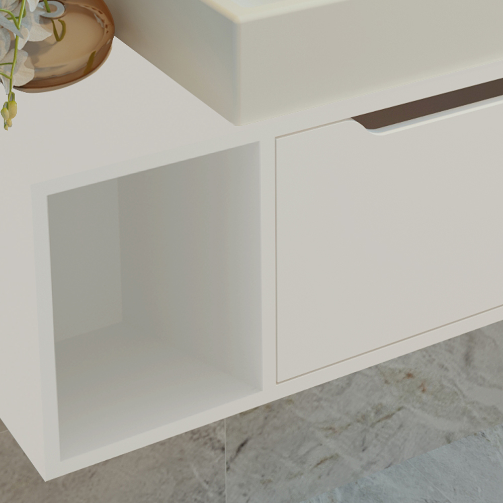 Balcao Gabinete Para Banheiro 1 Porta BN3644 Branco Tecno Mobili