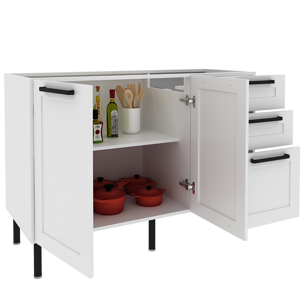 Balcao Para Pia Sem Tampo 120 cm MDF 2P 3G CZ3300 Branco Tecno Mobili
