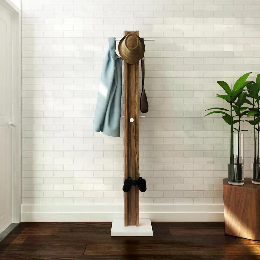 Cabideiro Mancebo de Chão Multiuso AZ1018 Branco Nogal Tecno Mobili