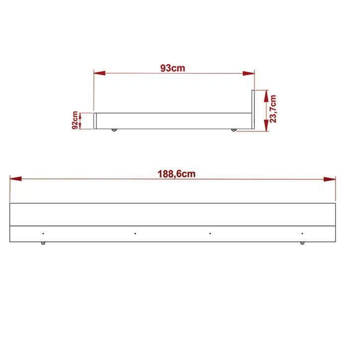 Cama Auxilar Solteiro CM8008 Nogal Tecno Mobili