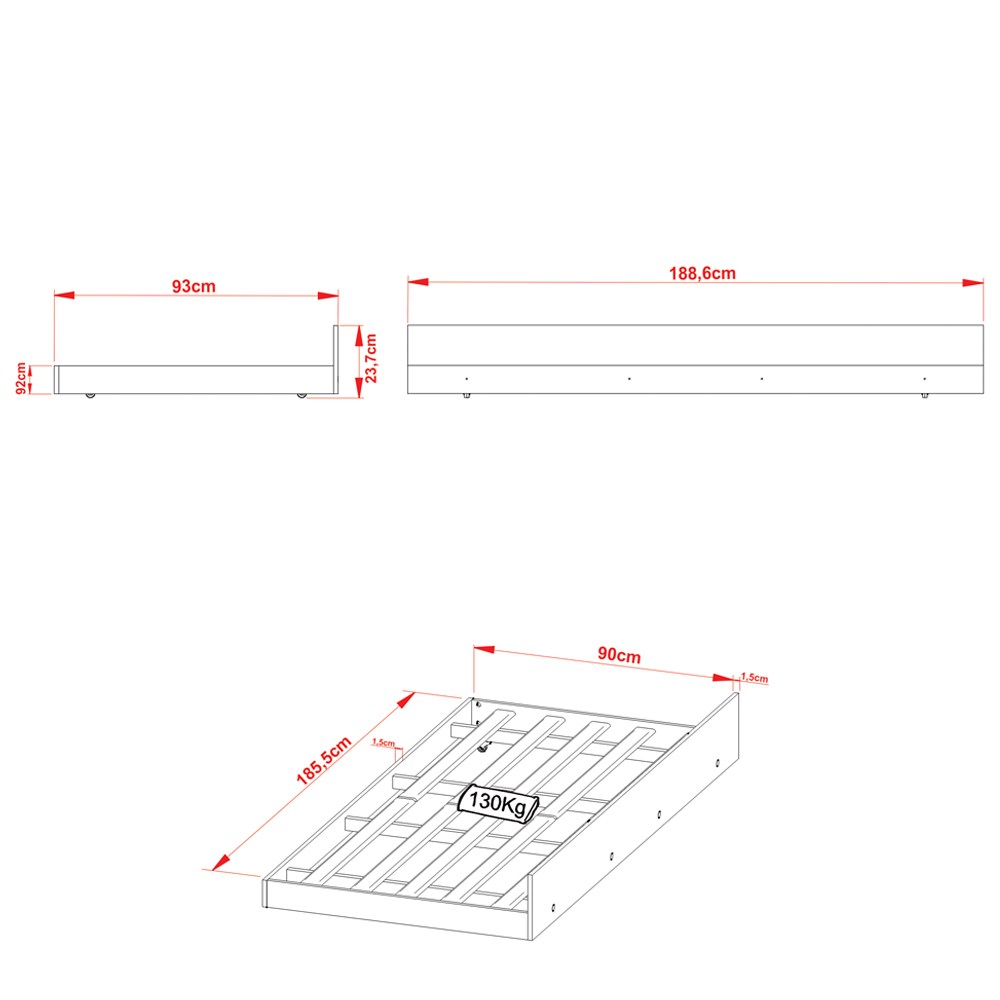 Cama Auxiliar Solteiro CM8008 Nogal - Tecno Mobili