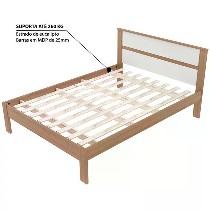Cama Casal CM8005 E 02 Mesas De Cabeceira AZ1016 QT3 Amendoa Branco Tecno Mobili