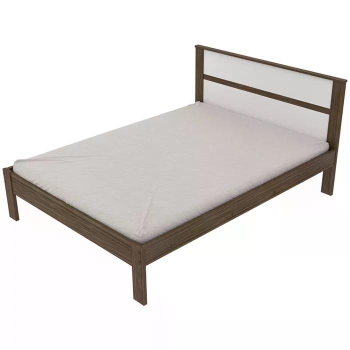 Cama Casal CM8005 E 02 Mesas De Cabeceira AZ1016 QT3 Nogal Branco Tecno Mobili