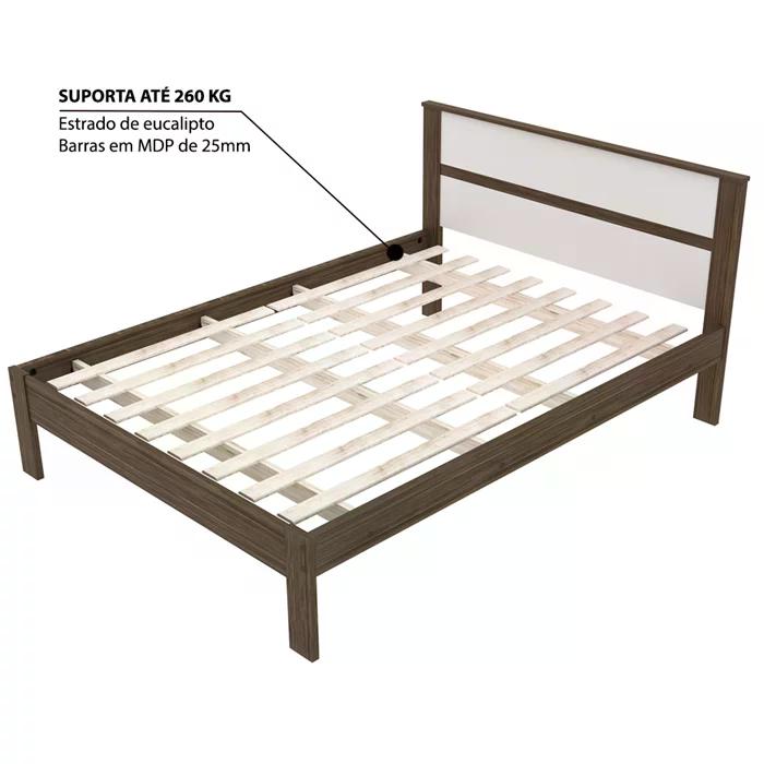 Cama Casal CM8005 E 02 Mesas De Cabeceira AZ1016 QT3 Nogal Branco Tecno Mobili
