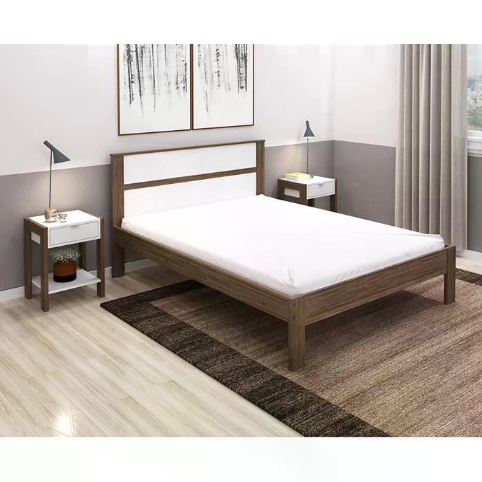 Cama Casal CM8005 Nogal Branco Tecno Mobili