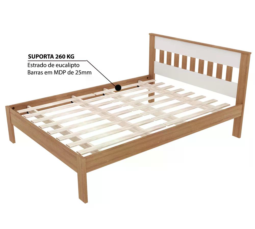 Cama Casal CM8007 Amendoa Branco Tecno Mobili