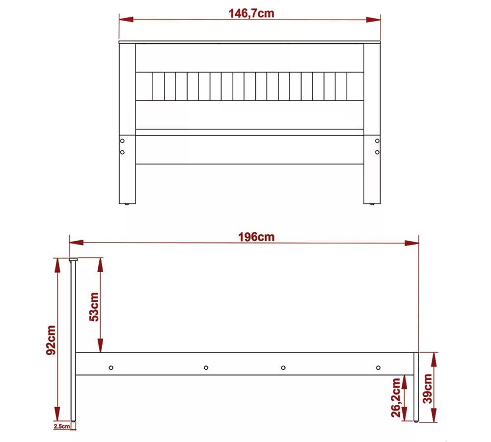 Cama Casal CM8007 Amendoa Branco Tecno Mobili