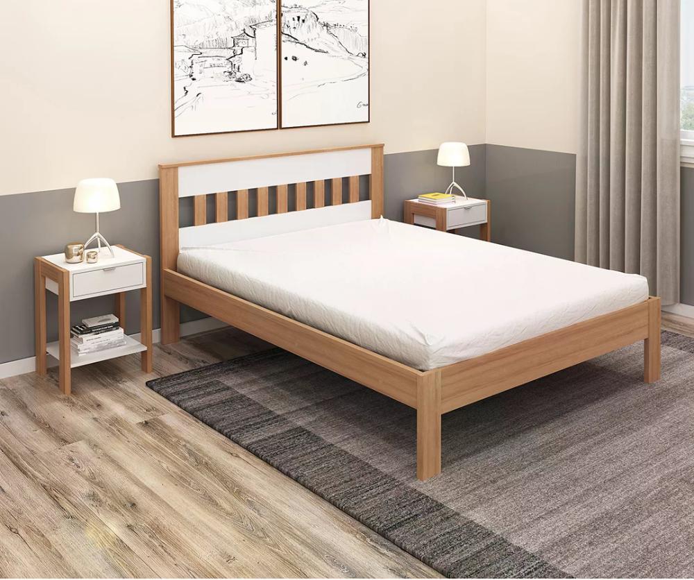 Cama Casal CM8007 Amendoa Branco Tecno Mobili