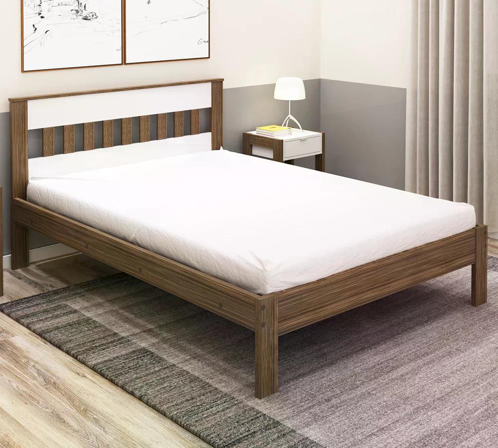 Cama Casal CM8007 Branco Nogal Tecno Mobili