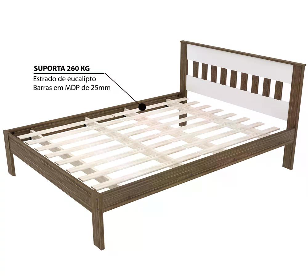 Cama Casal CM8007 Branco Nogal Tecno Mobili