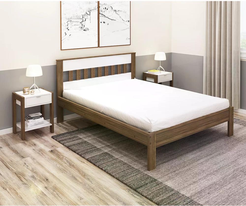 Cama Casal CM8007 Branco Nogal Tecno Mobili