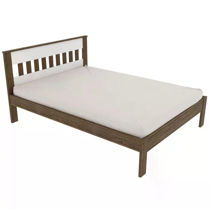 Cama Casal CM8007 E 02 Mesas De Cabeceira AZ1016 QT6 Nogal Branco Tecno Mobili