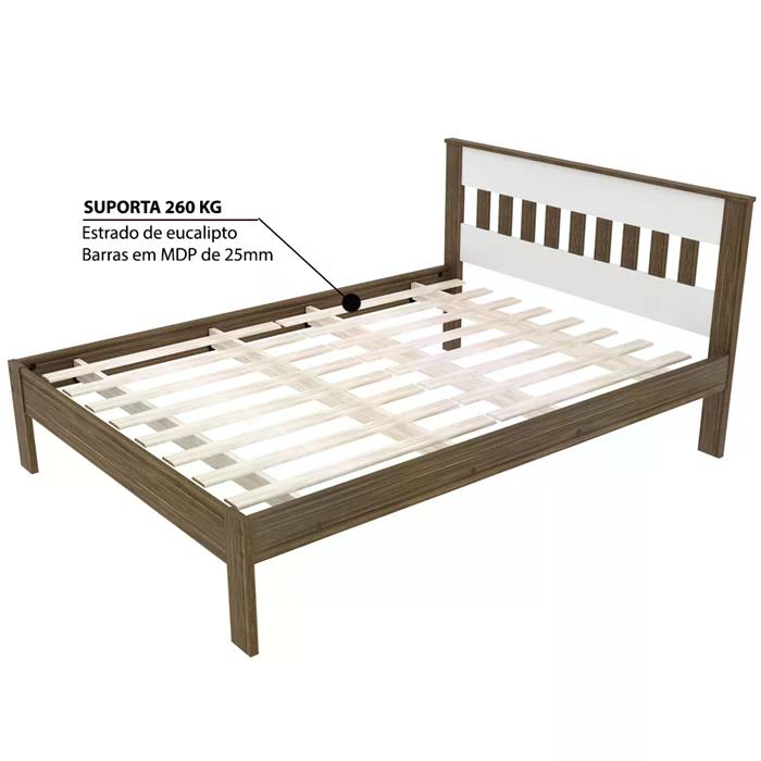 Cama Casal CM8007 E 02 Mesas De Cabeceira AZ1016 QT6 Nogal Branco Tecno Mobili