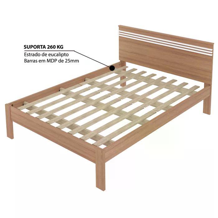 Cama Casal CM8009 E 02 Mesas De Cabeceira AZ1016 QT10 Amendoa Branco Tecno Mobili