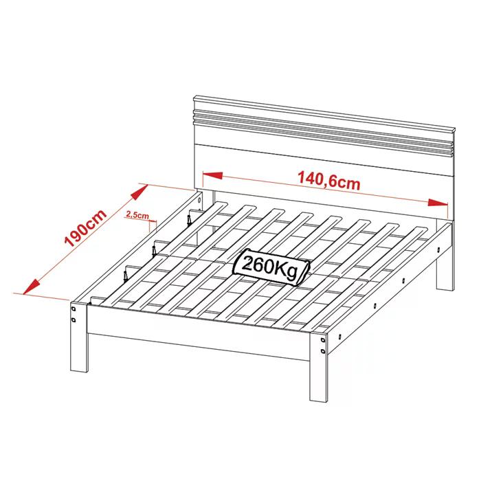 Cama Casal CM8009 E 02 Mesas De Cabeceira AZ1016 QT10 Amendoa Branco Tecno Mobili
